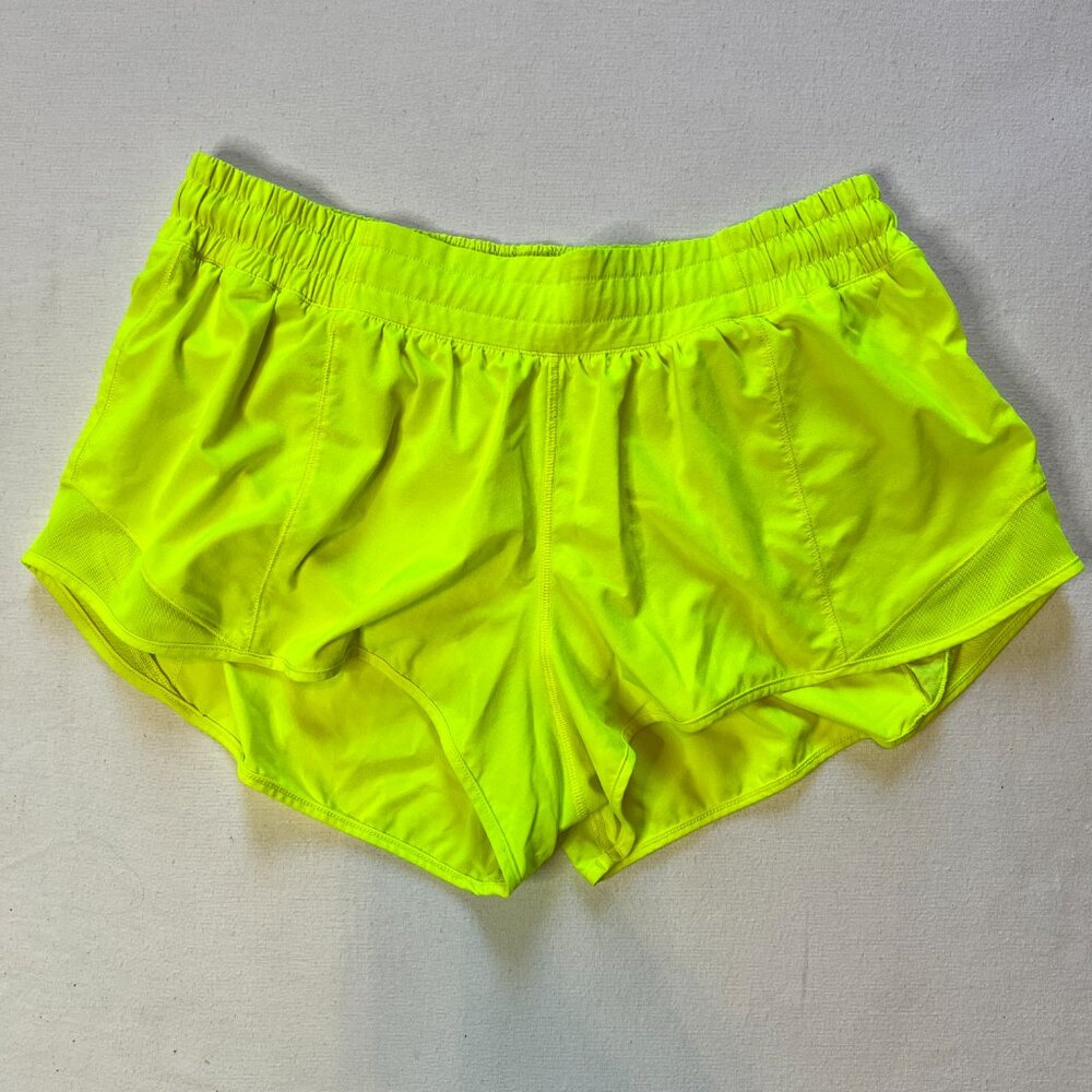 Lululemon Neon Yellow Hi Low Shorts Women Size Small - Picture 2 of 11